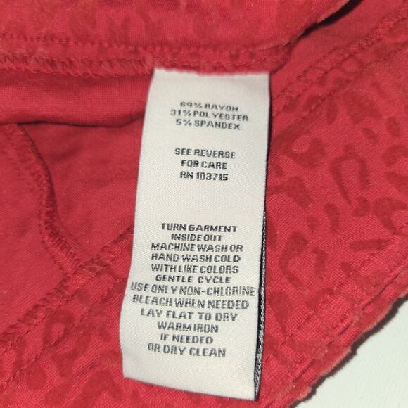 NANETTE LEPORE Textured Leopard Print Straight Leg Pants Red Stretch Size M - Picture 8 of 8